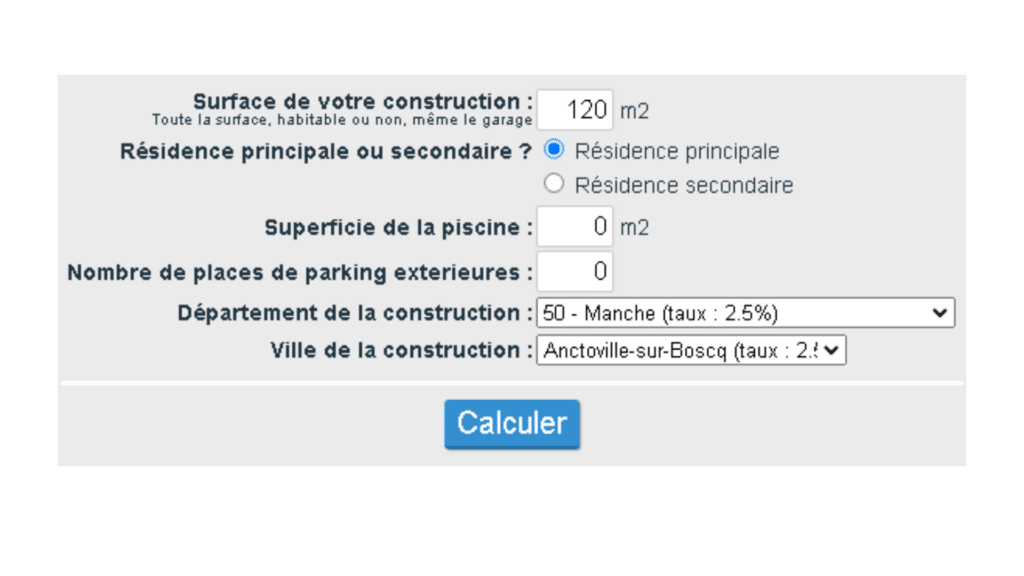 simulation calcul taxe d'aménagement sur forum