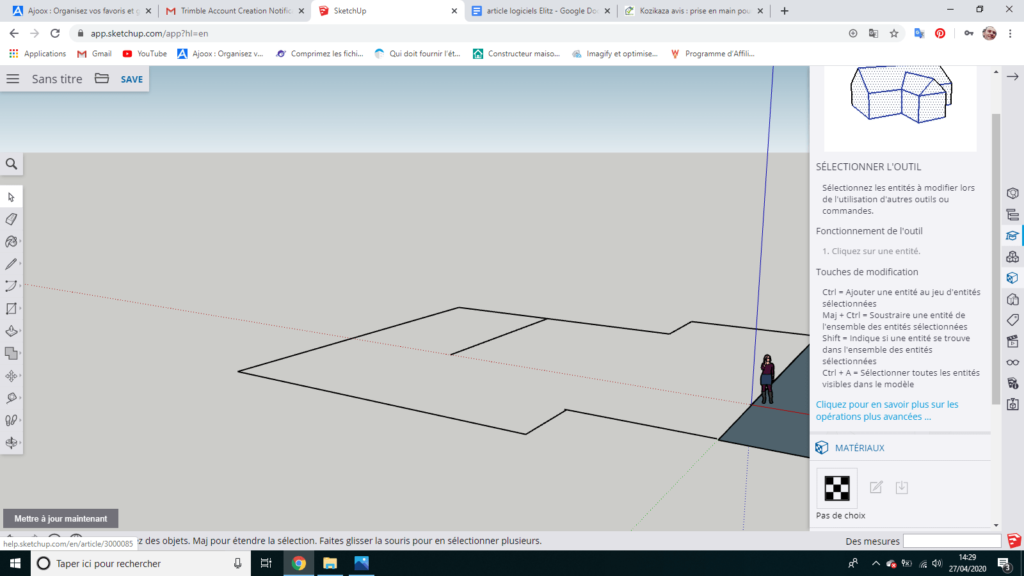 premier dessin avec le logiciel sketchup