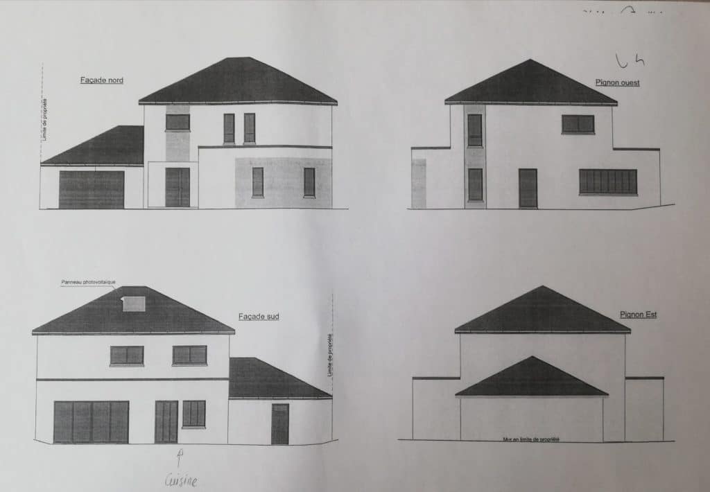 détails façades et pignons extérieures maison 180m2