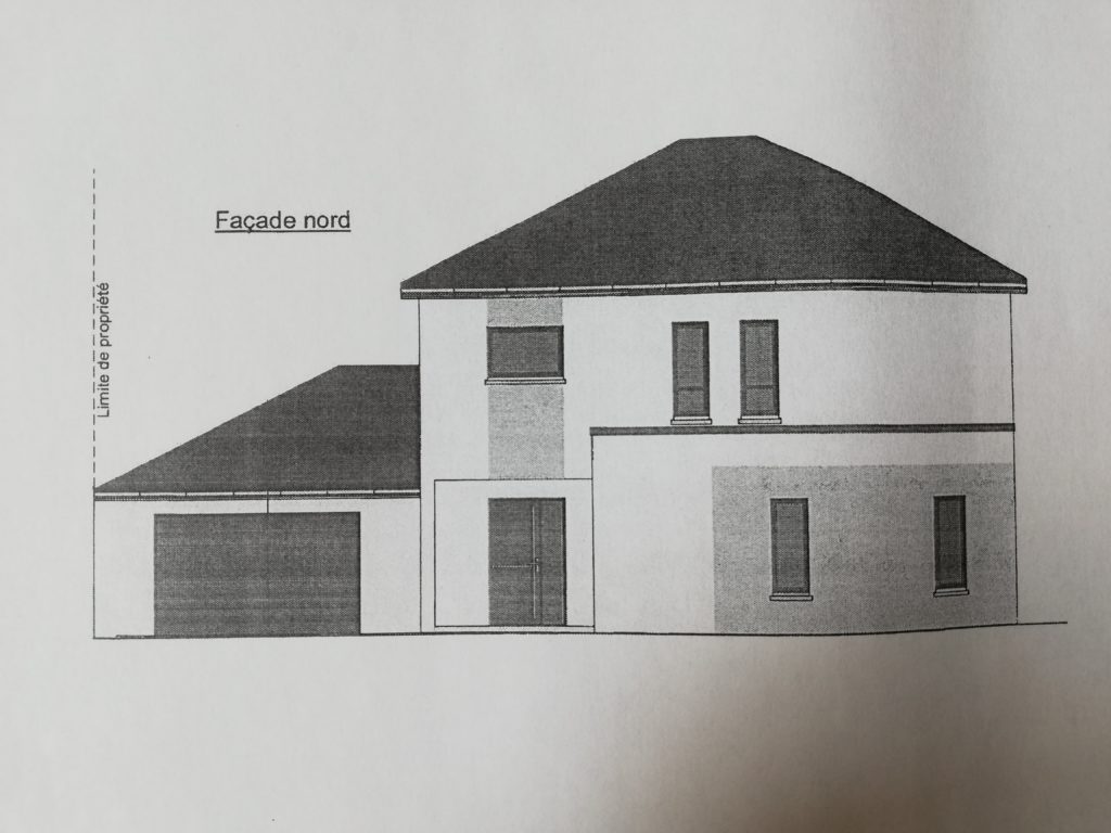 la façade nord de ce plan maison 180m2