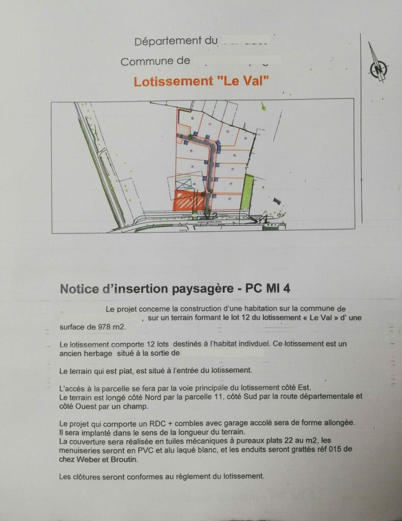 permis construire maison individuelle exemple annexe 4 notice d'insertion paysagère