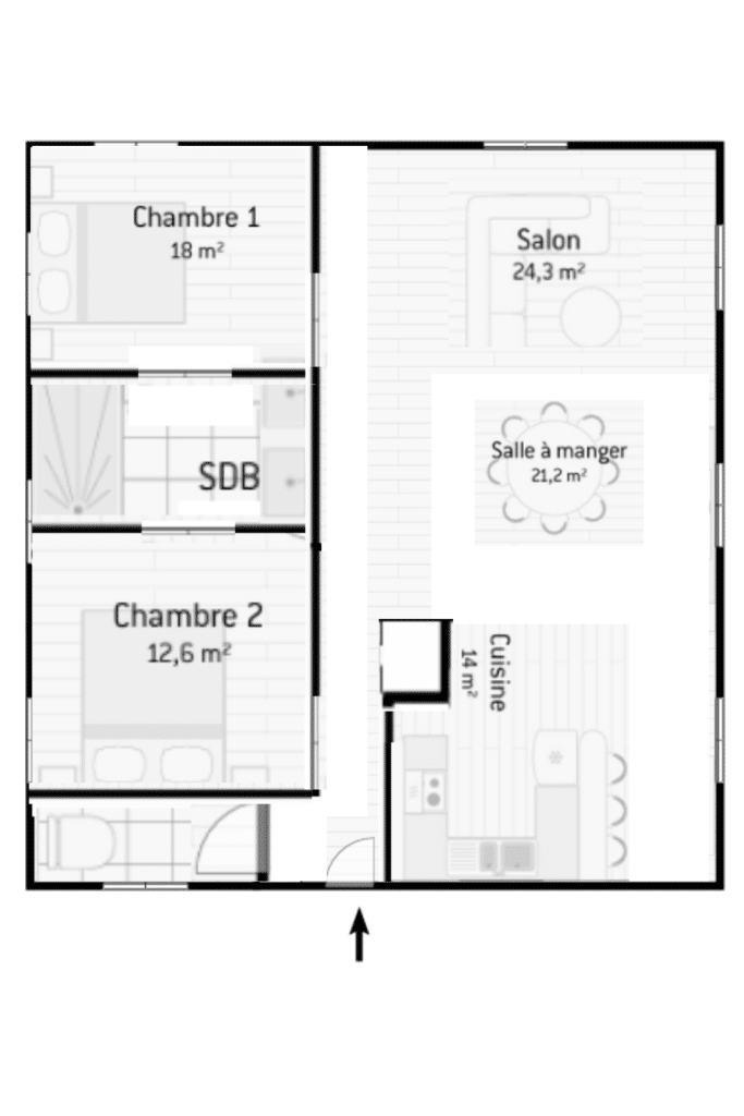 plan miason plain pied 100m2 avec 2 chambres autre proposition